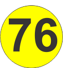 Number Seventy Six (76) Fluorescent Circle or Square Labels
